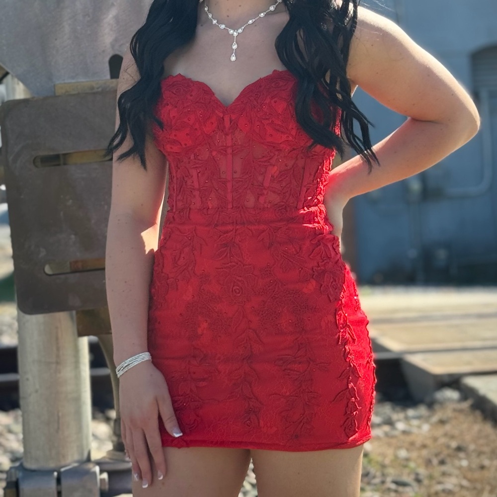 Elegant Red Lace Dress